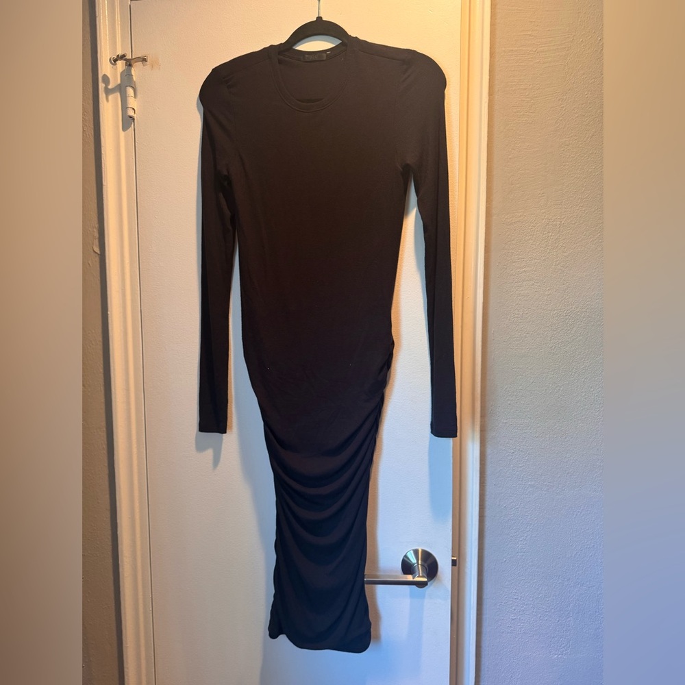 ATM Ribbed Long Sleeve Ruched Dress - Picture 2 of 8